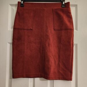Carole Wren Orange Suede Skirt With Pockets Size M